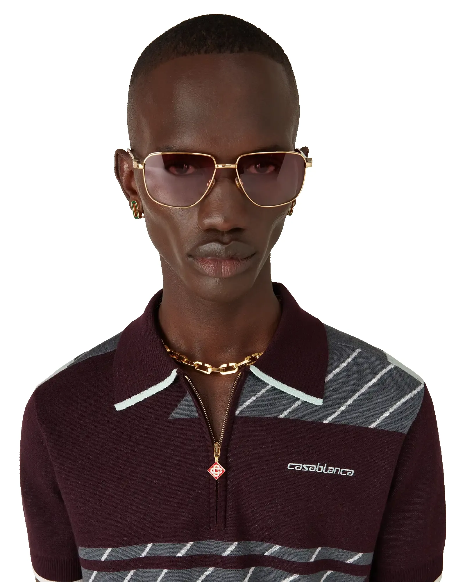 Merino Diagonal Tennis Polo sold by Casablanca product image thumbnail 4