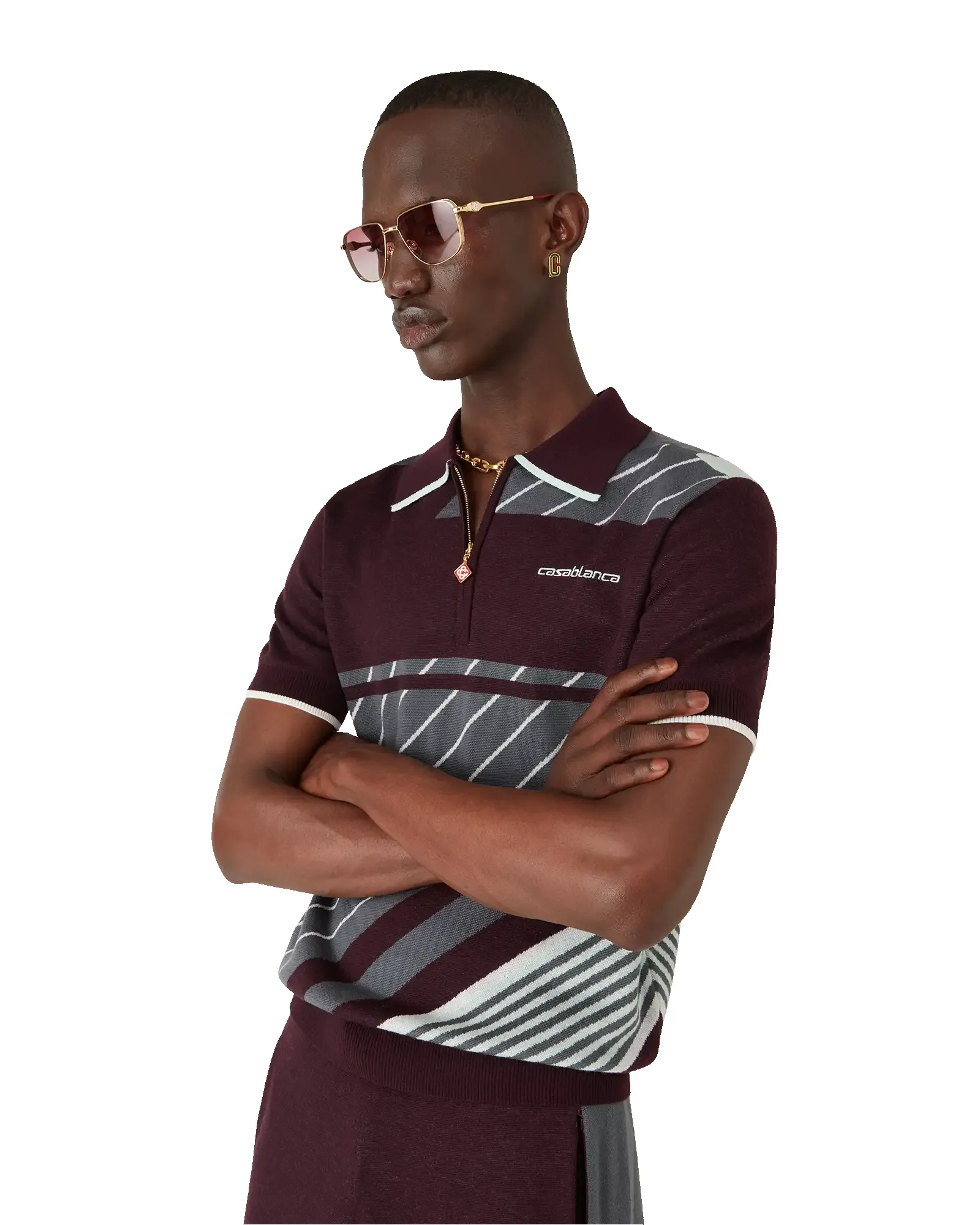 Merino Diagonal Tennis Polo sold by Casablanca product image thumbnail 3