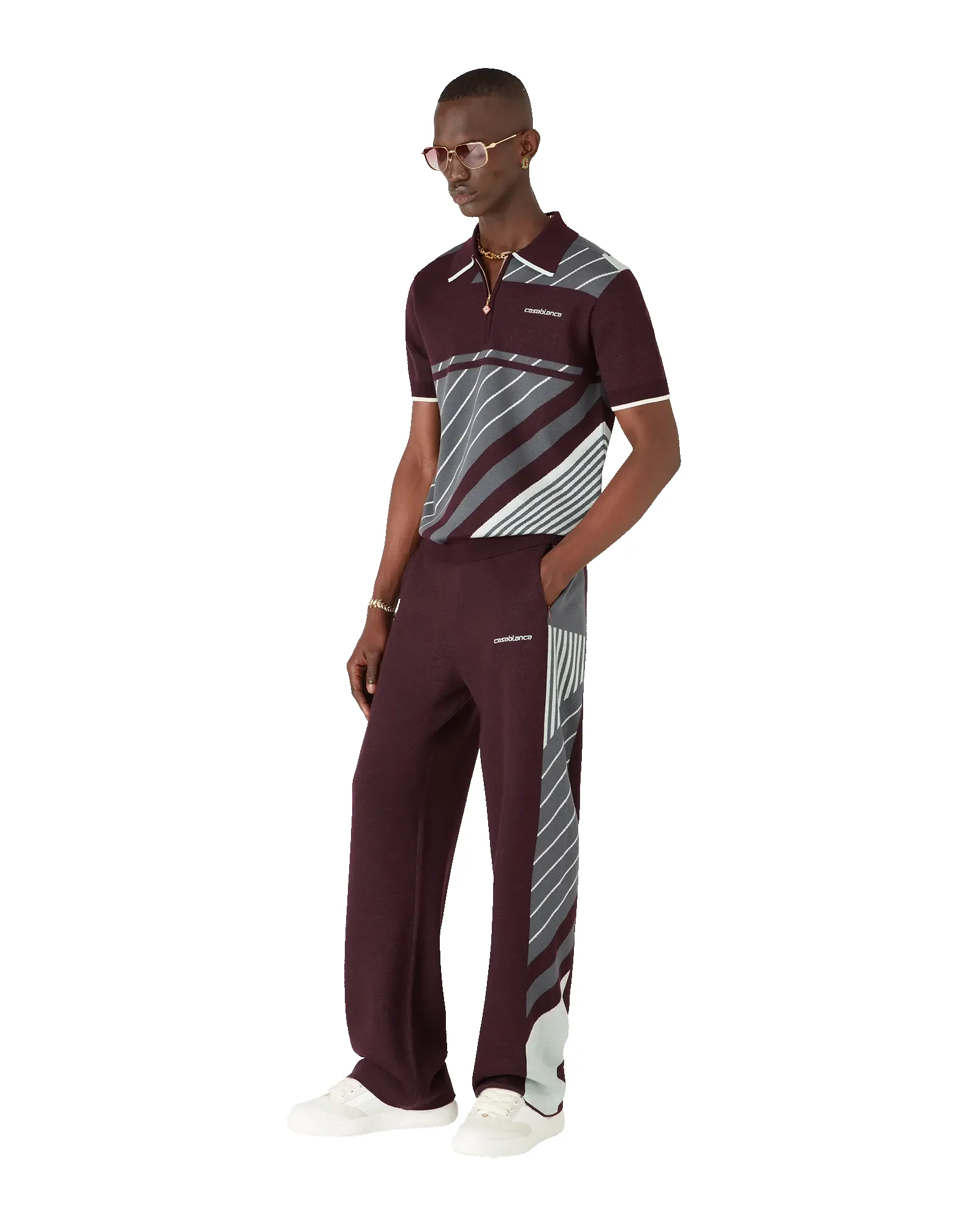 Merino Diagonal Tennis Polo sold by Casablanca product image thumbnail 2