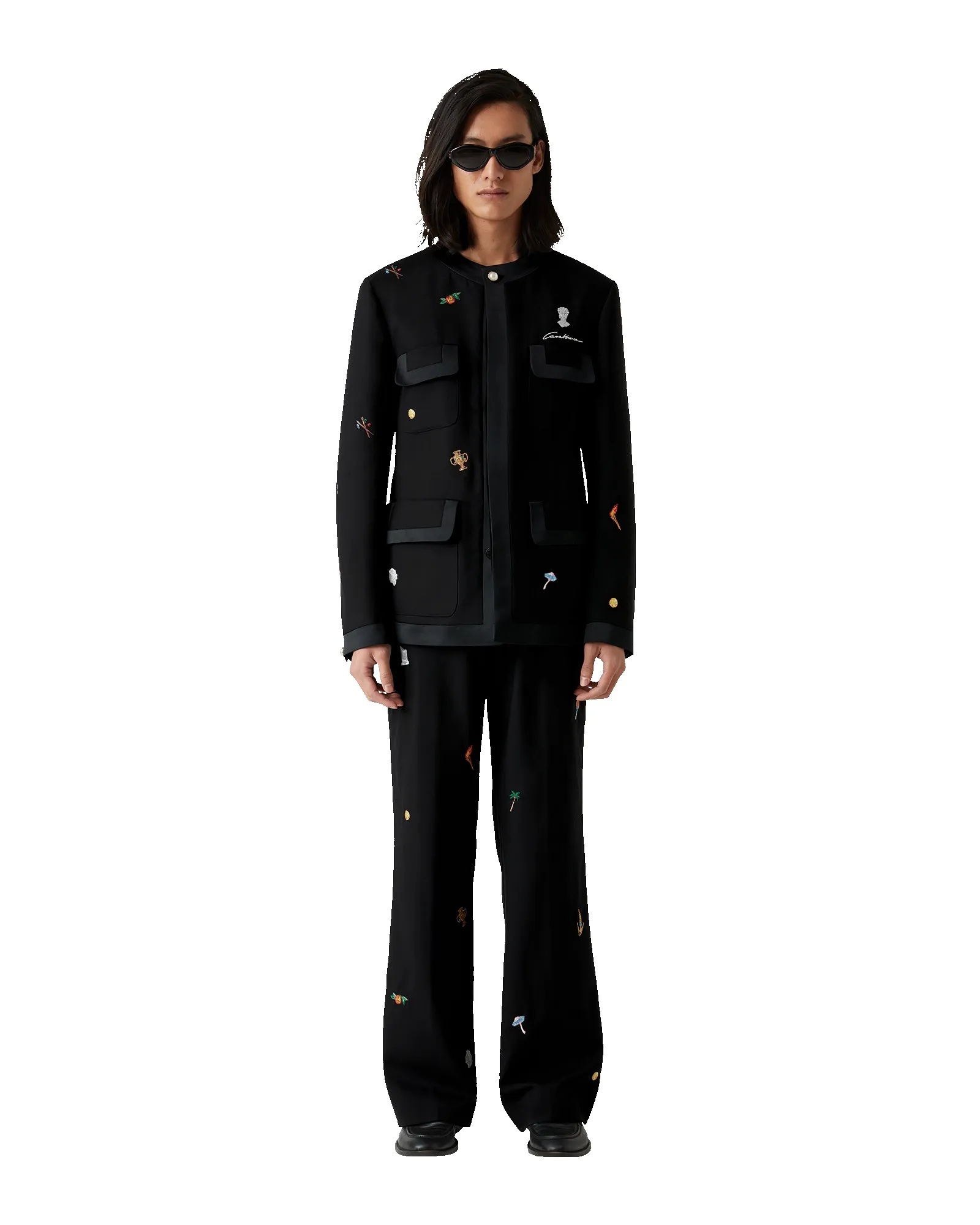 Embroidered Motif Wool Tailored Trousers sold by Casablanca product image thumbnail 2