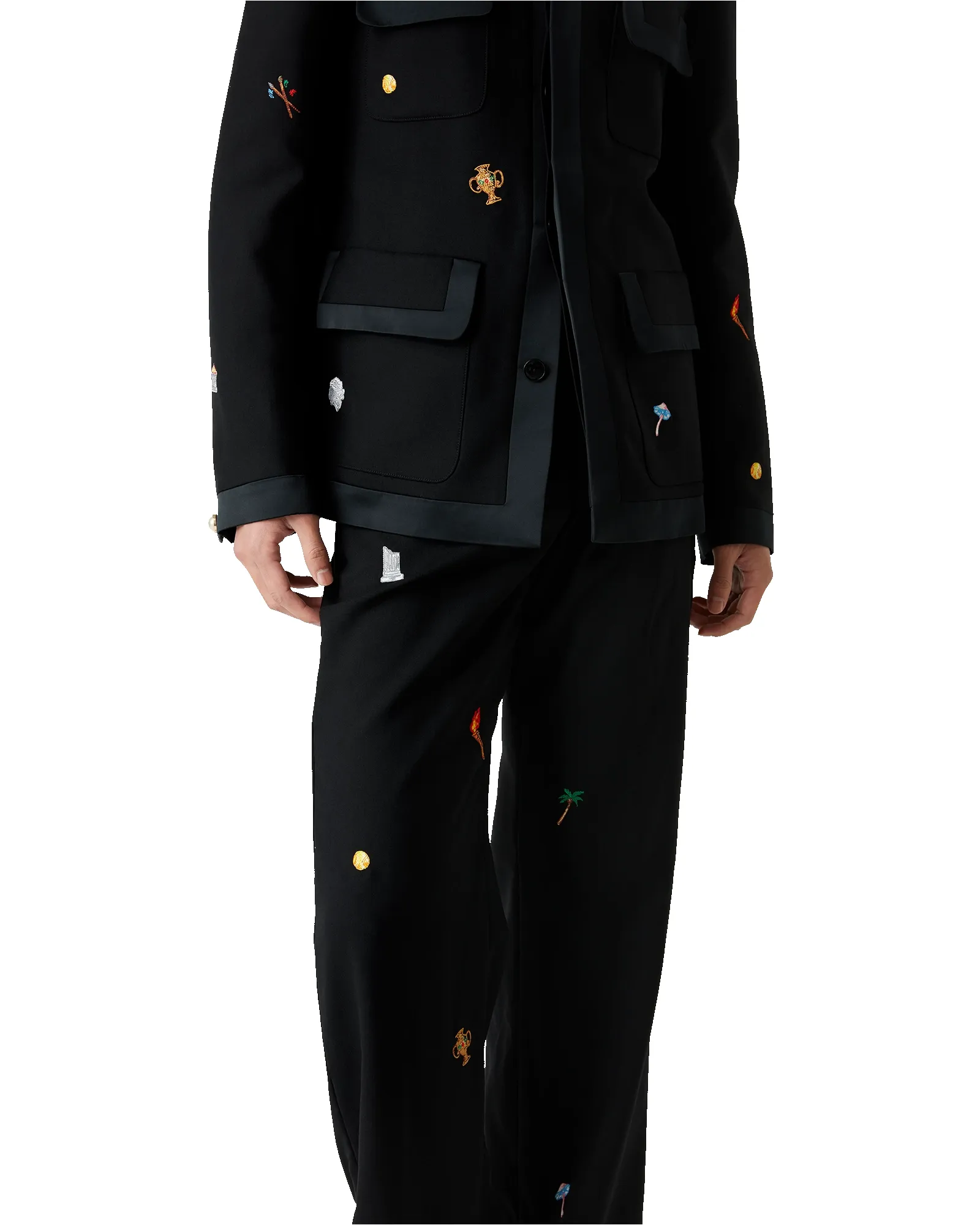 Embroidered Motif Wool Tailored Trousers sold by Casablanca product image thumbnail 5