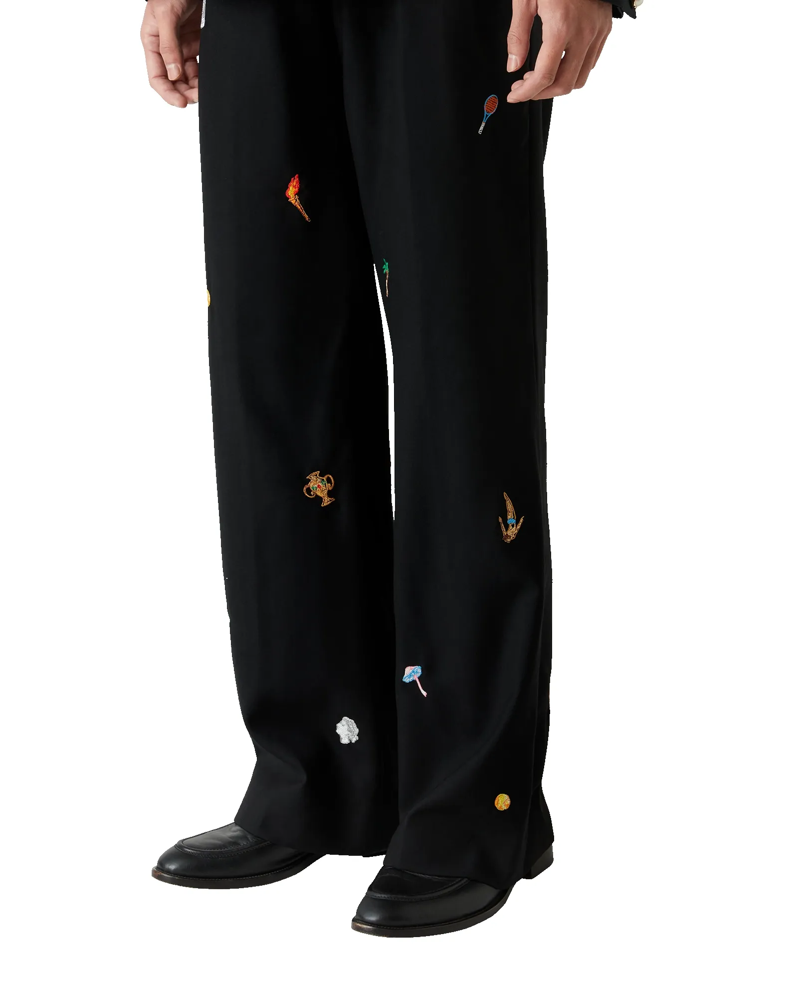 Embroidered Motif Wool Tailored Trousers sold by Casablanca product image thumbnail 4