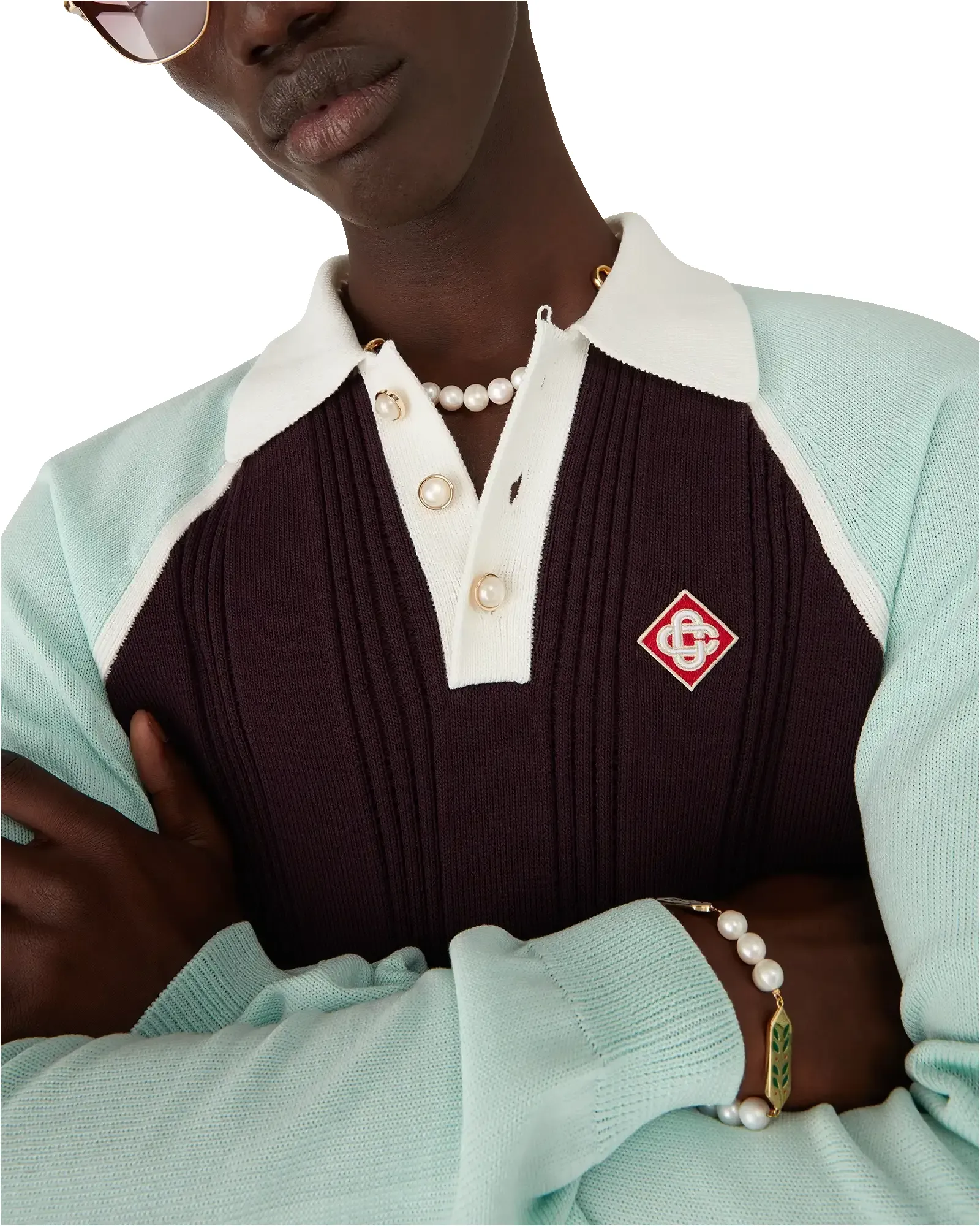 Merino Tennis Long Sleeve Polo sold by Casablanca product image thumbnail 5