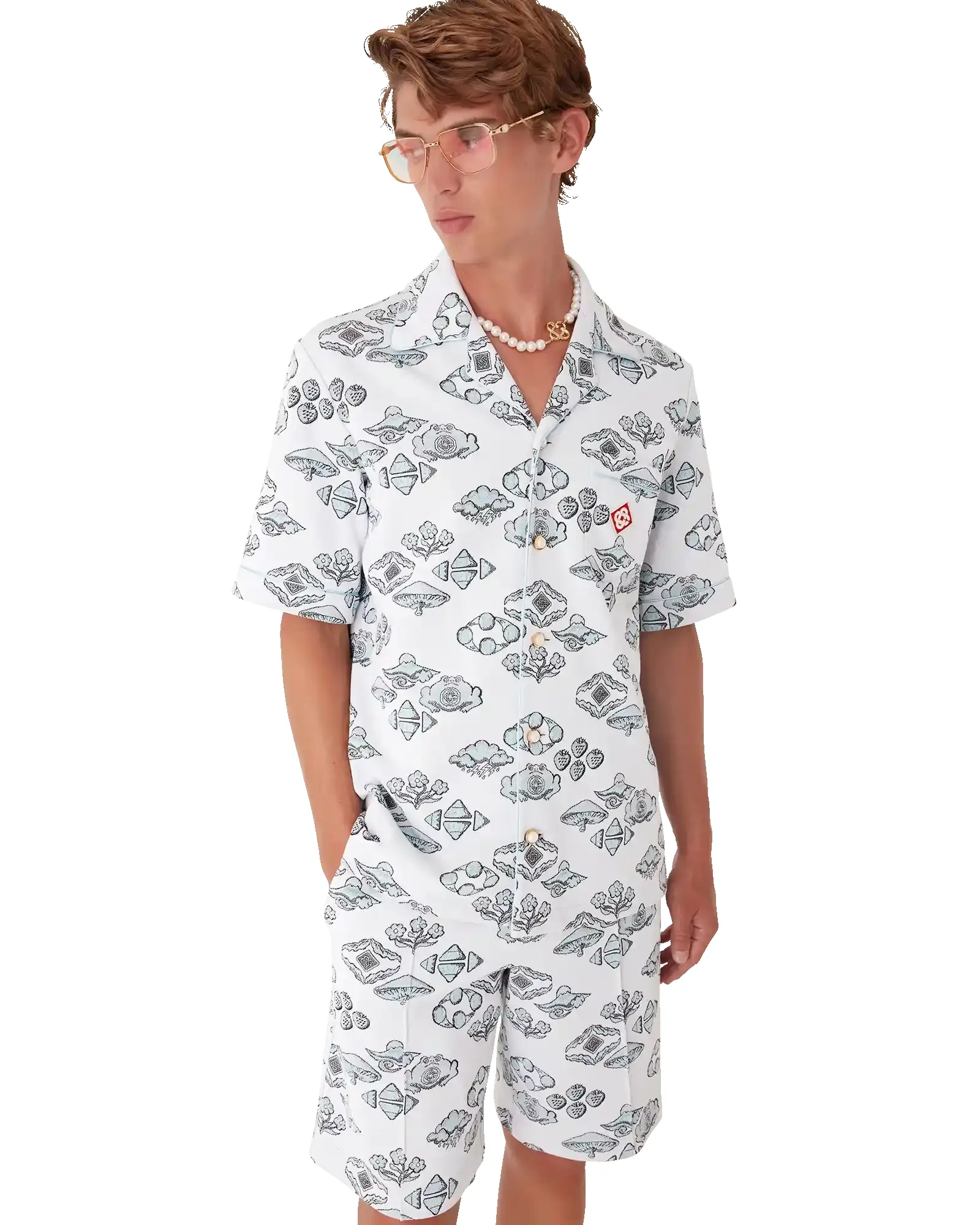 Jacquard Motif Short Sleeve Shirt sold by Casablanca product image thumbnail 4