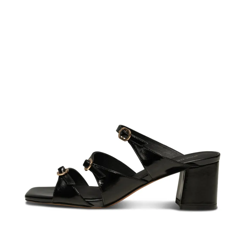 Hanna buckle mule leather - BLACK sold by Shoe The Bear