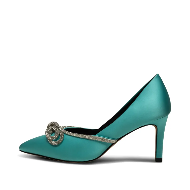 Harper Bow Heel Satin - TURQUOISE sold by Shoe The Bear