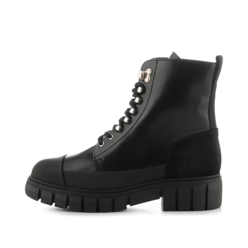 Rebel lace-up boot leather - BLACK / BLACK sold by Shoe The Bear