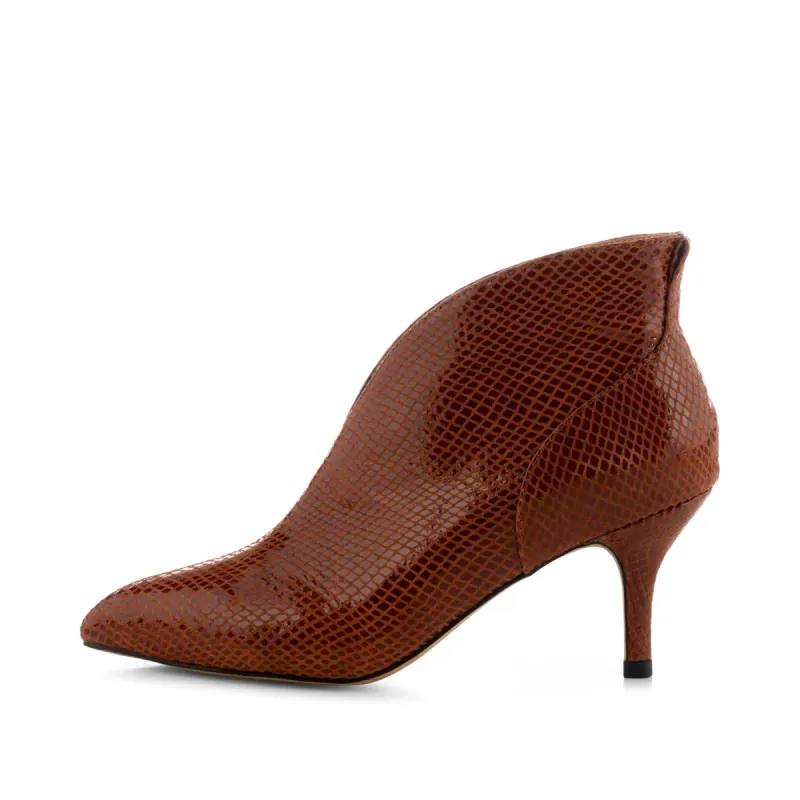Valentine reptile heel leather - CHESTNUT BROWN sold by Shoe The Bear