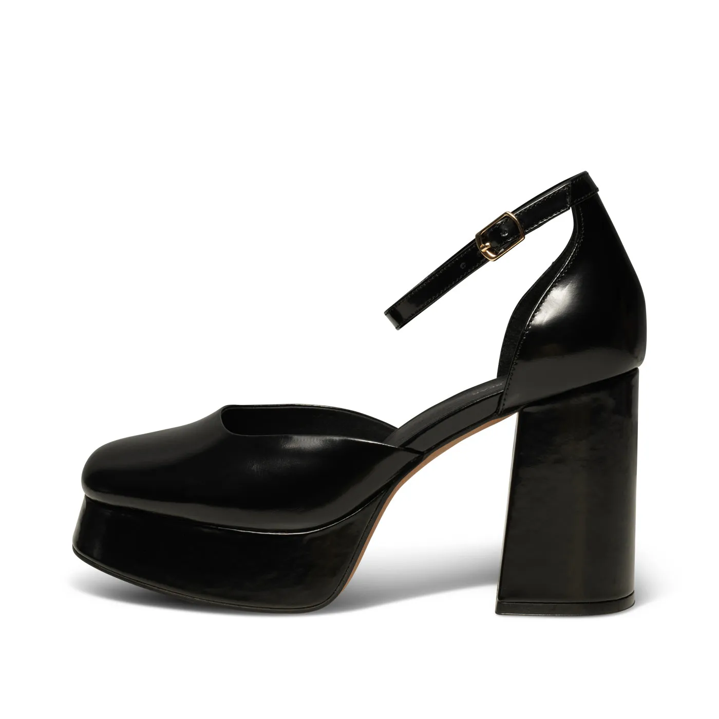Priscilla Plateau Heel Leather - BLACK HIGH SHINE sold by Shoe The Bear