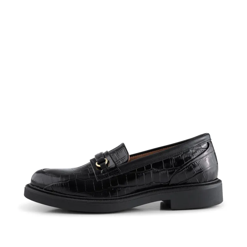 Thyra loafer leather - BLACK CROCO sold by Shoe The Bear