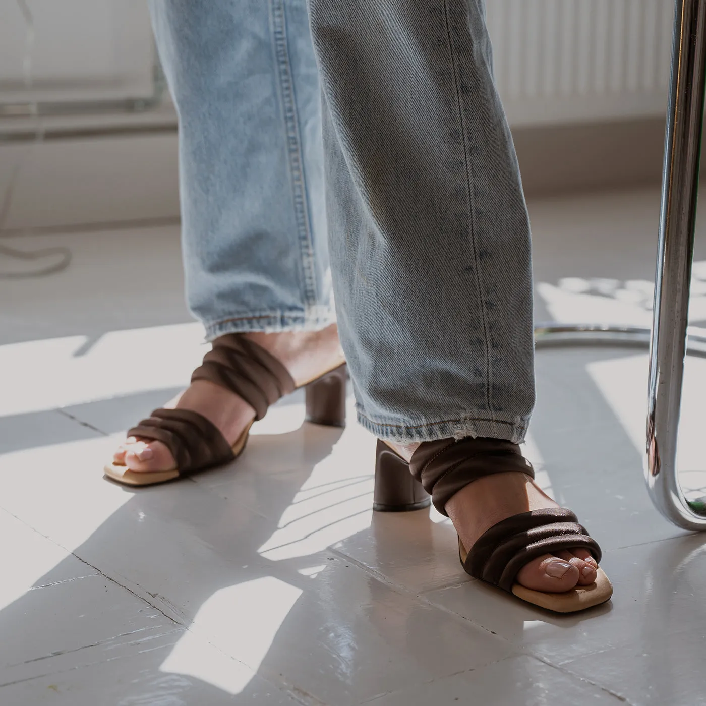 Sylvi heel textile - BROWN SATIN sold by Shoe The Bear product image thumbnail 3