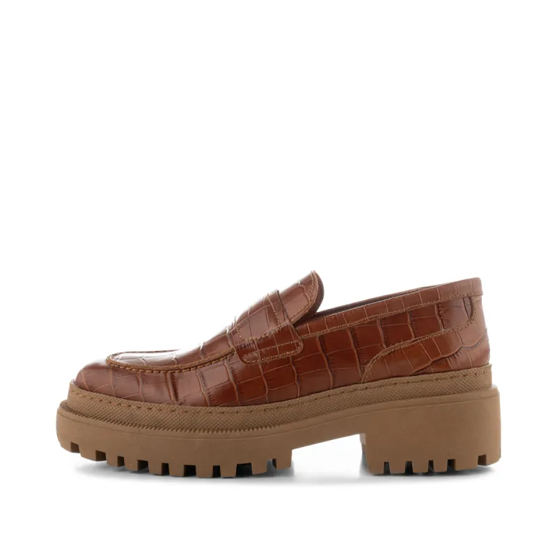 Iona loafer leather - CHESTNUT CROC sold by Shoe The Bear