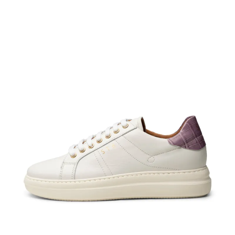 Valda sneaker leather - WHITE/LAVENDER CROCO sold by Shoe The Bear