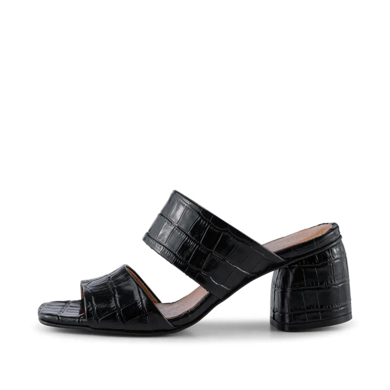 Runa mule leather - BLACK CROCO sold by Shoe The Bear