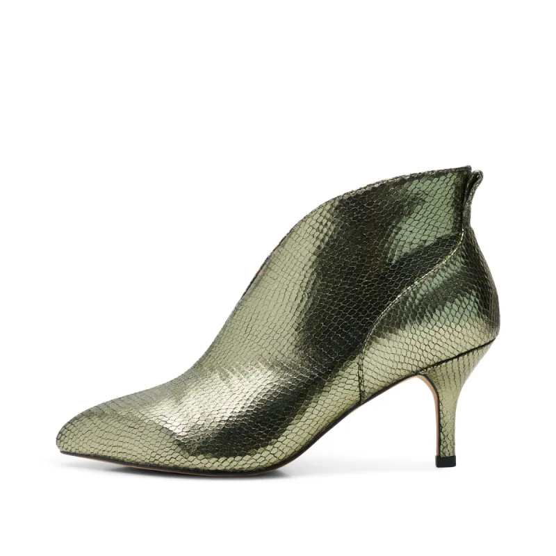 Valentine Leather Low Cut Bootie - SILVER OLIVE sold by Shoe The Bear