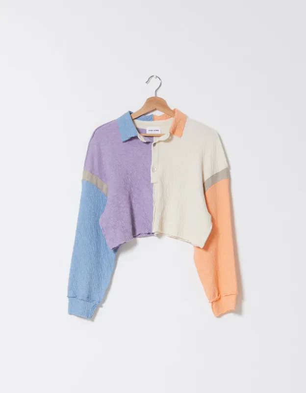 Patchwork Rugby Shirt in Double Layered Textured Knit made by Atelier Delphine