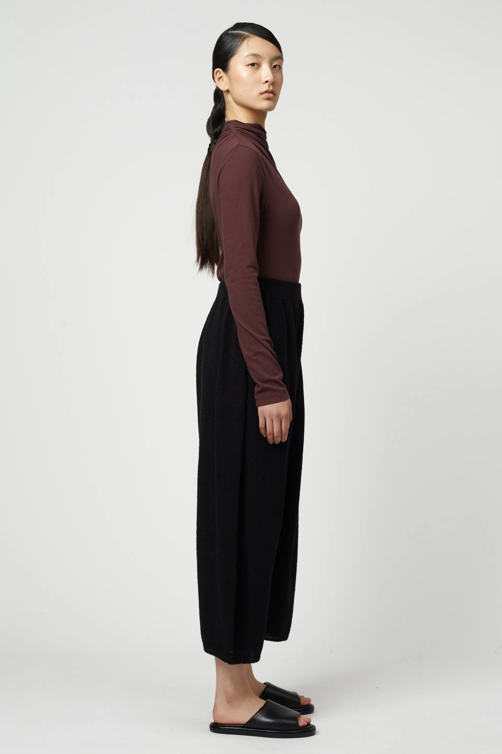 Shirred Asymmetrical Neckline Long Sleeve Top sold by Atelier Delphine product image thumbnail 2