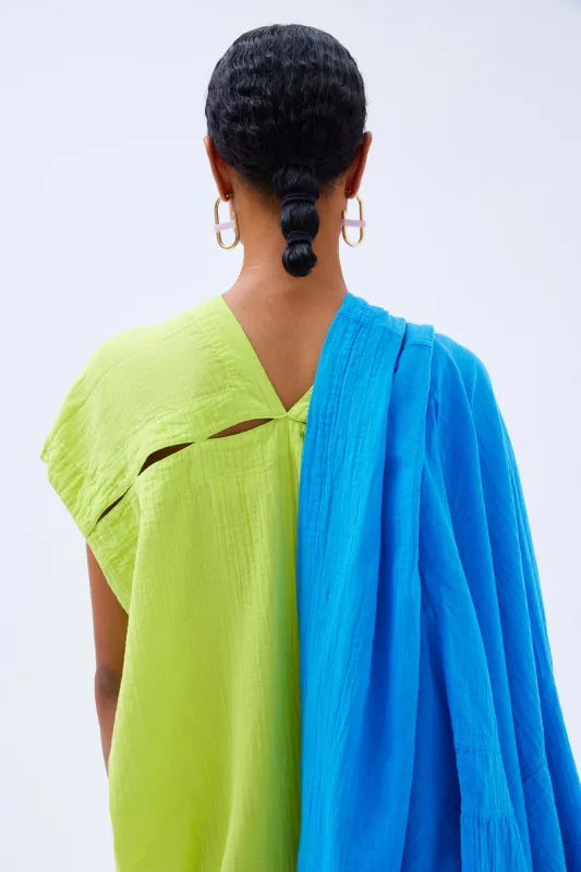 Crescent Dress Long in Crinkled Cotton made by Atelier Delphine