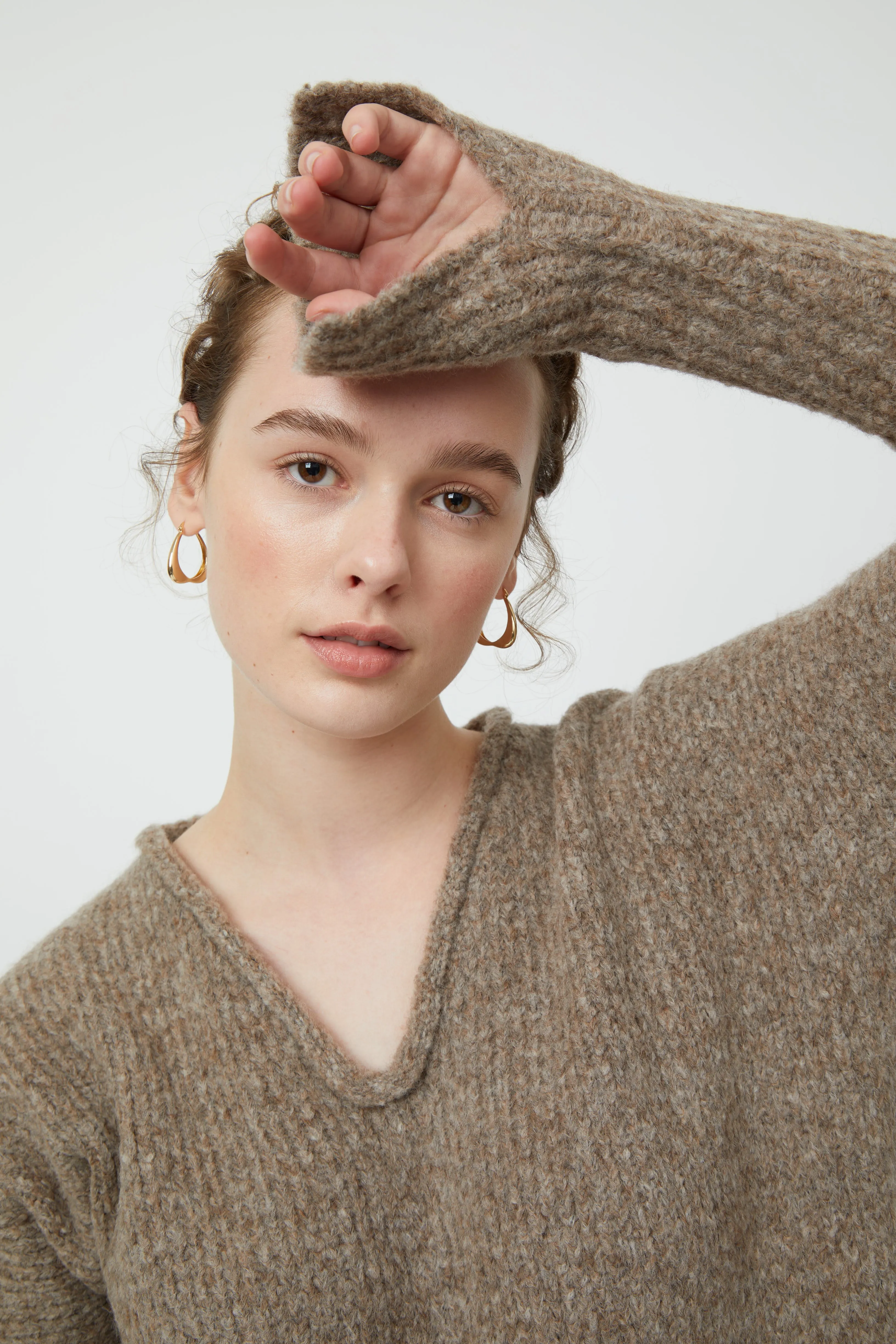 Relaxed V Neck Alpaca Long Dress sold by Atelier Delphine product image thumbnail 4