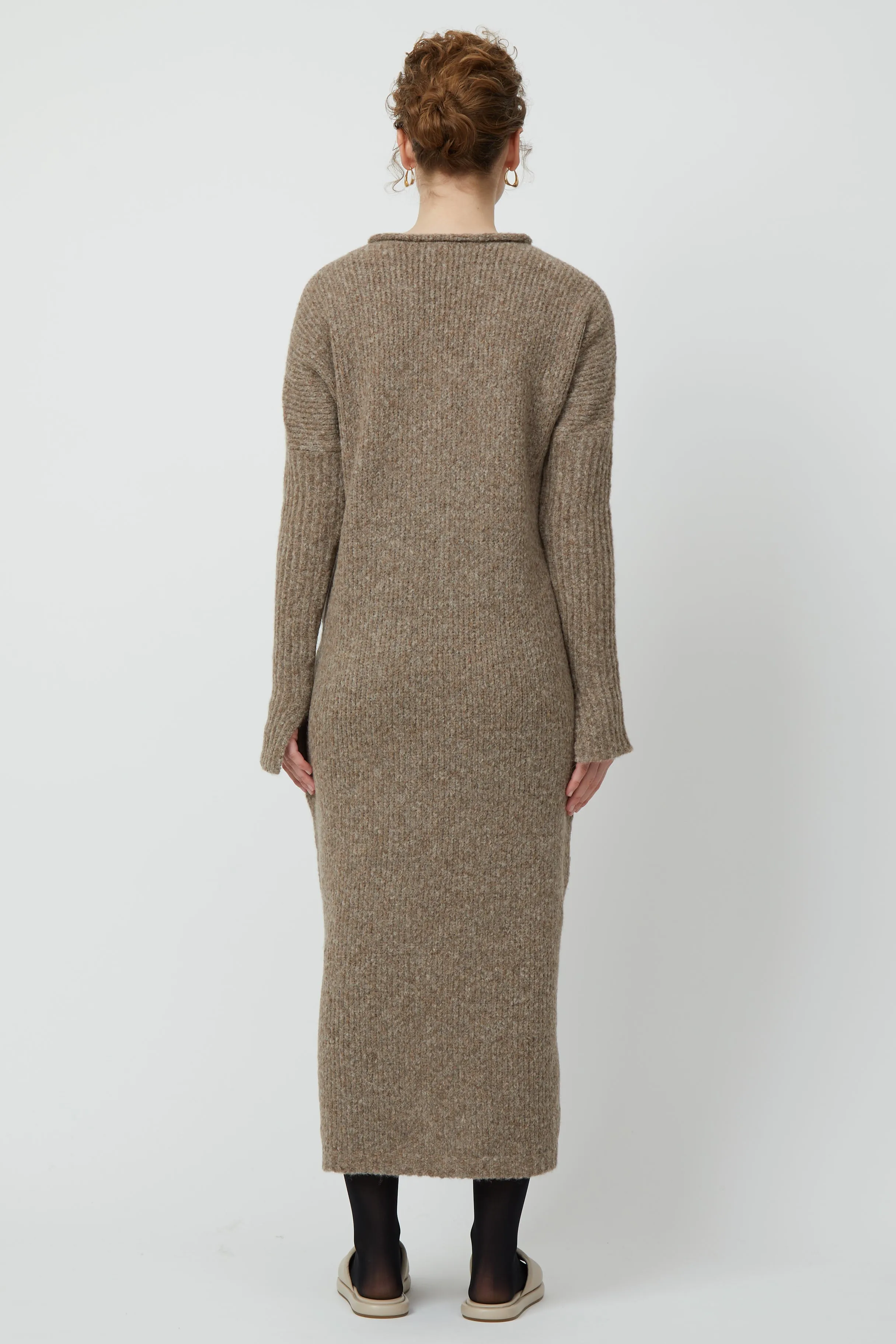 Relaxed V Neck Alpaca Long Dress sold by Atelier Delphine product image thumbnail 3