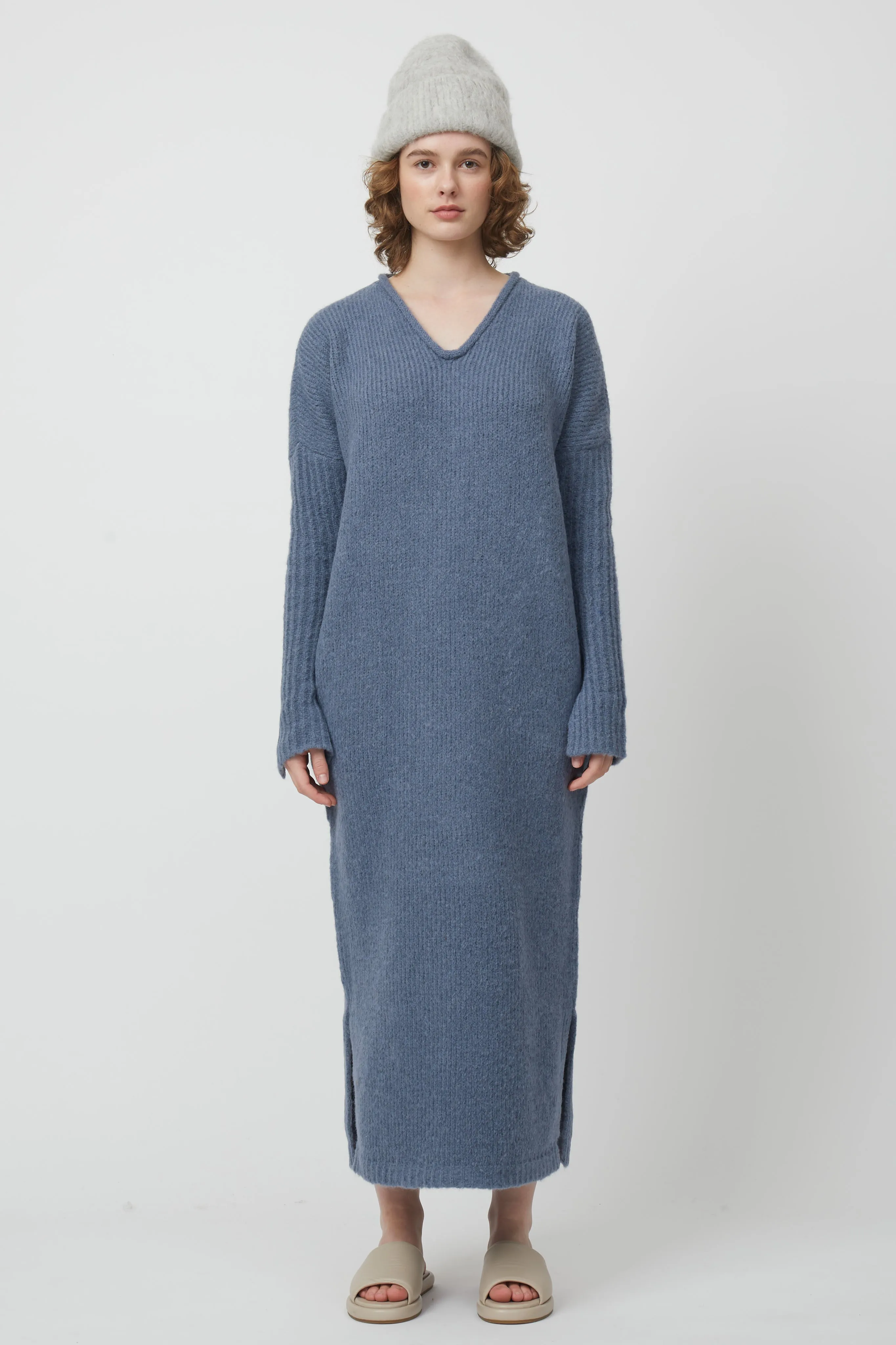 Relaxed V Neck Alpaca Long Dress sold by Atelier Delphine product image thumbnail 5