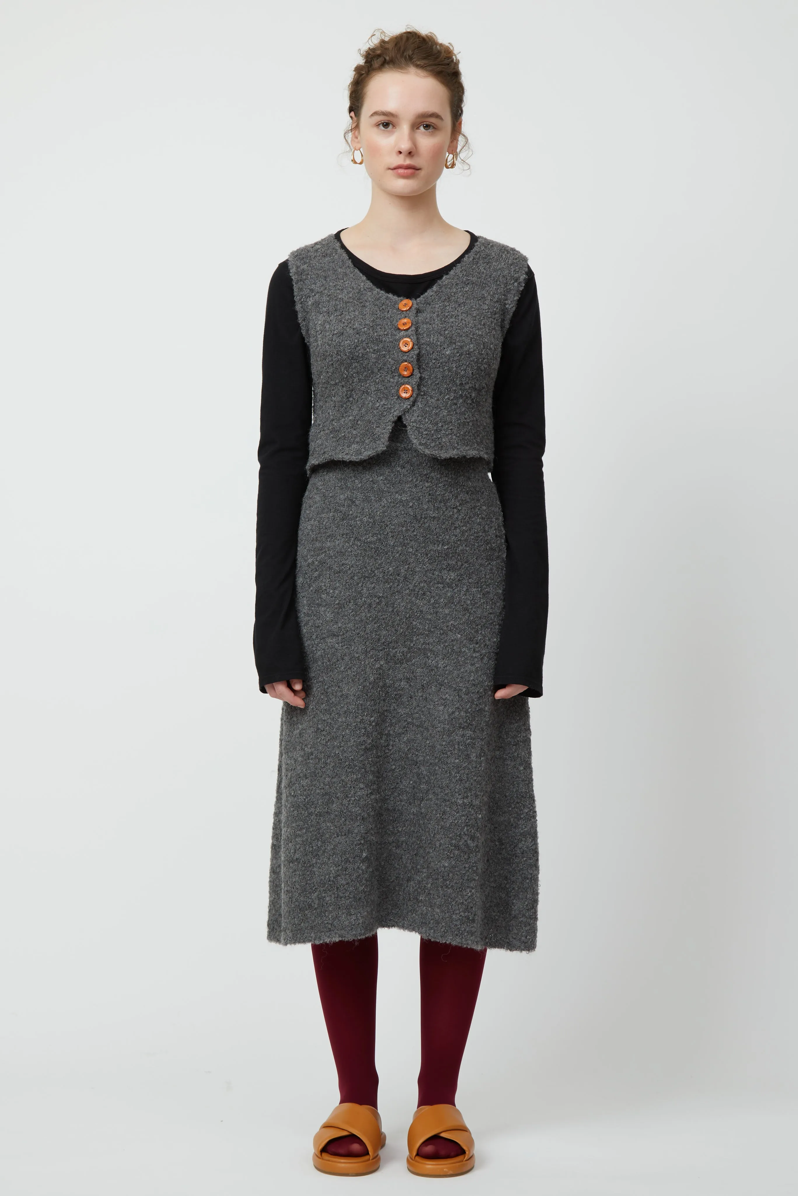 Flare Boucle Alpaca Skirt sold by Atelier Delphine