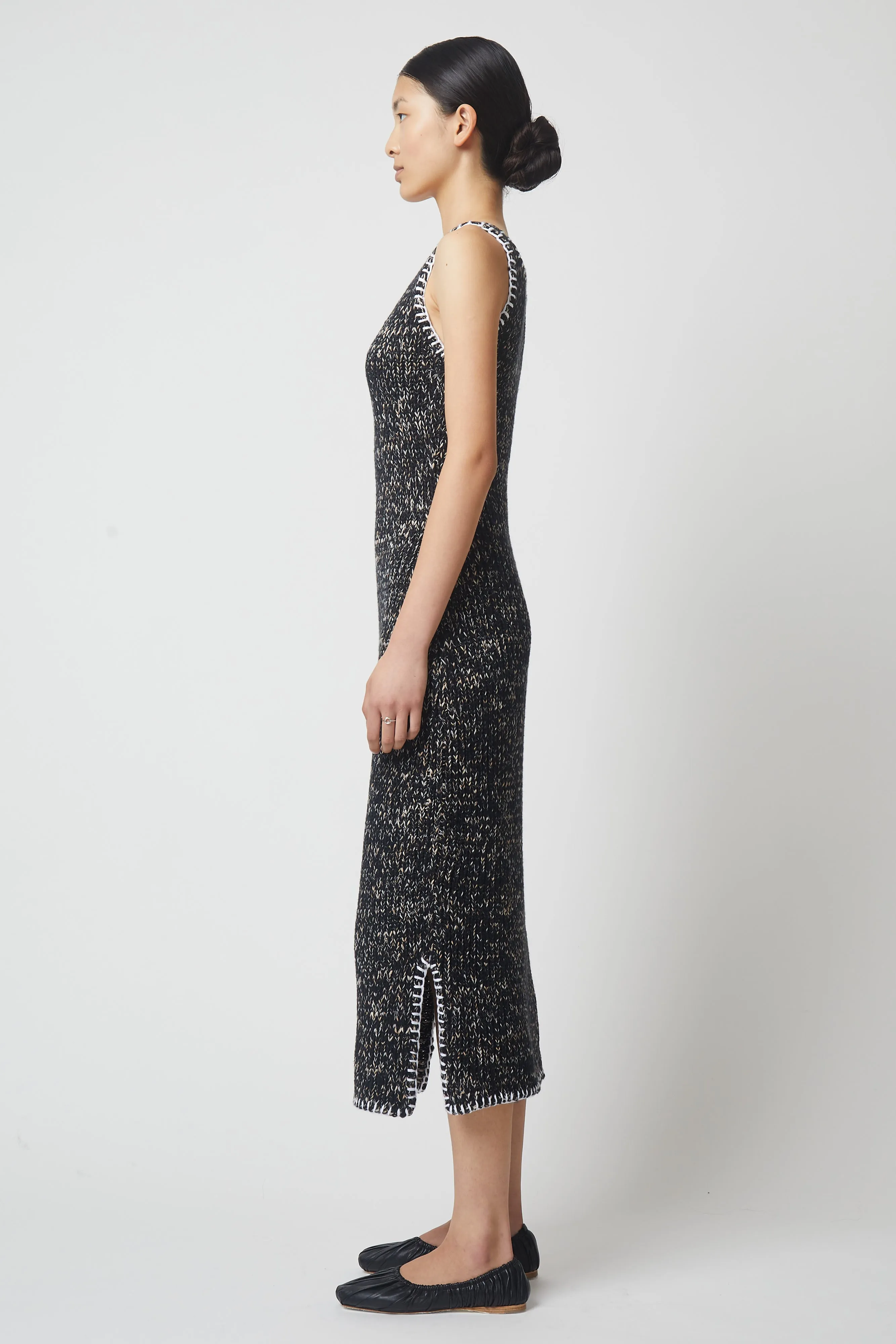 Despina Dress in Brushed Cotton Knit with whipstitch detail sold by Atelier Delphine product image thumbnail 3