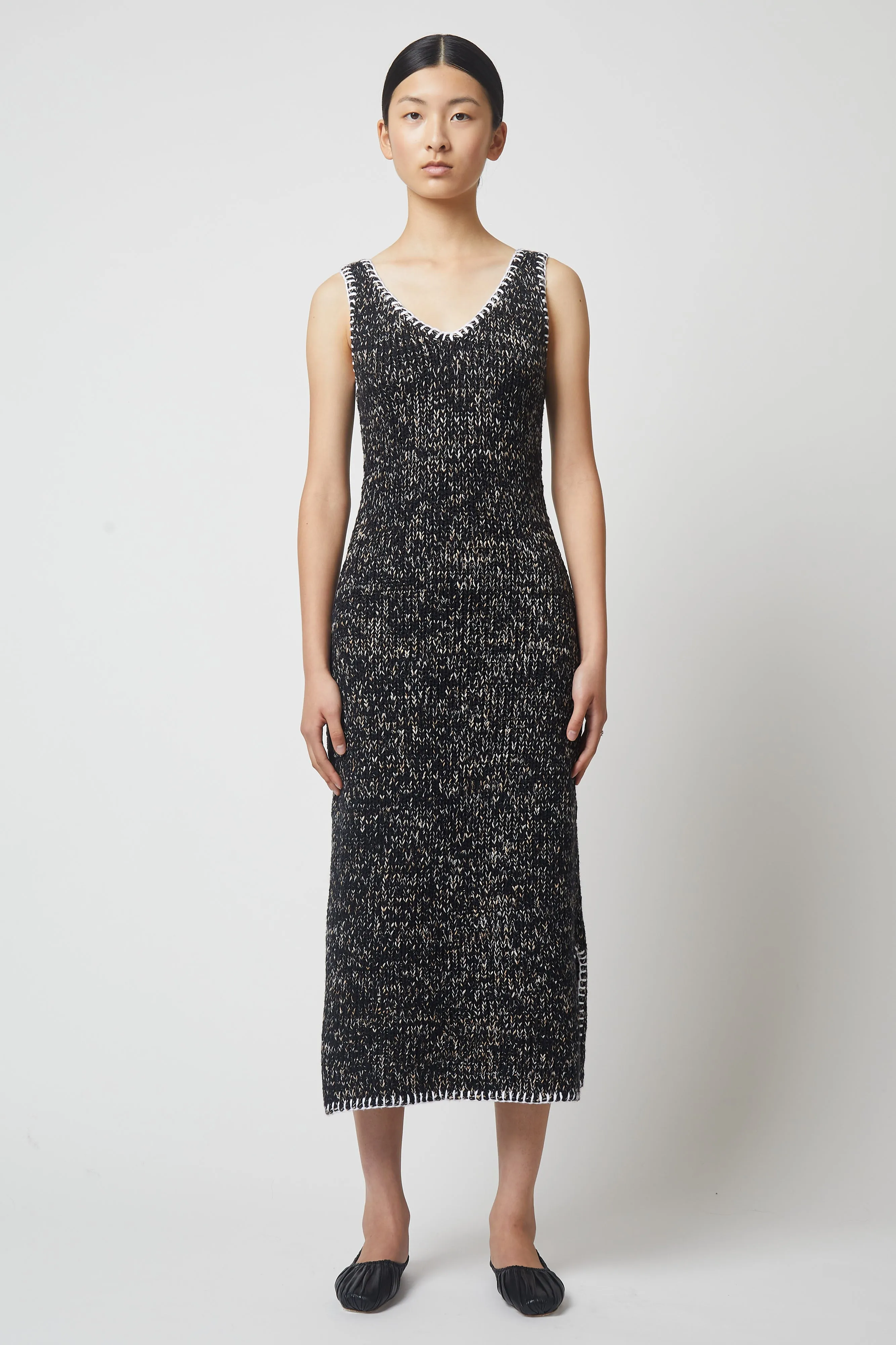 Despina Dress in Brushed Cotton Knit with whipstitch detail sold by Atelier Delphine product image thumbnail 2