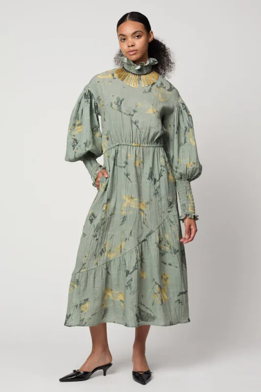 KOHAKU DRESS IN CRINKLED COTTON, MARBLE sold by Atelier Delphine