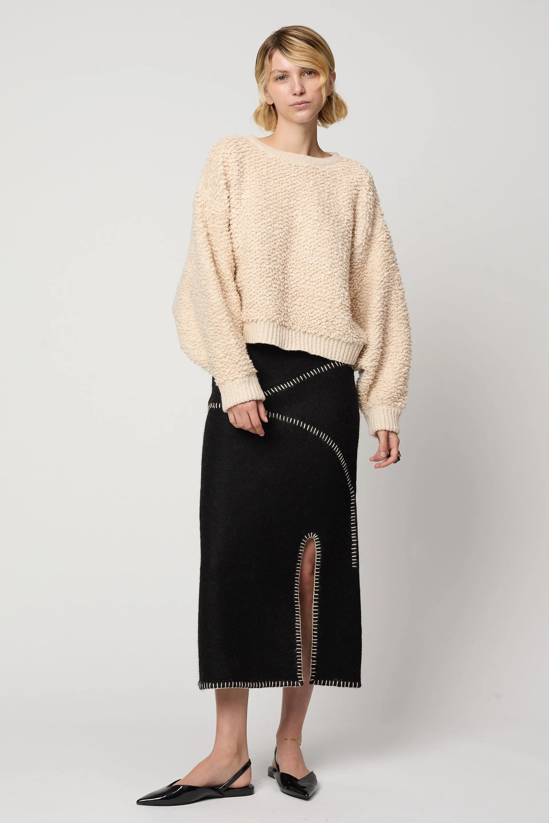 Balloon Sleeve Sweater in Chunky Loop Cotton sold by Atelier Delphine