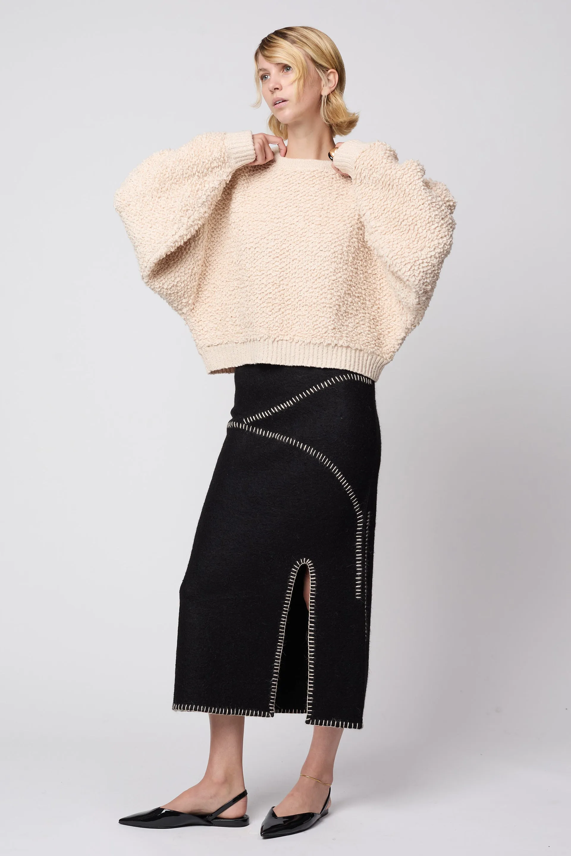 Balloon Sleeve Sweater in Chunky Loop Cotton sold by Atelier Delphine product image thumbnail 2