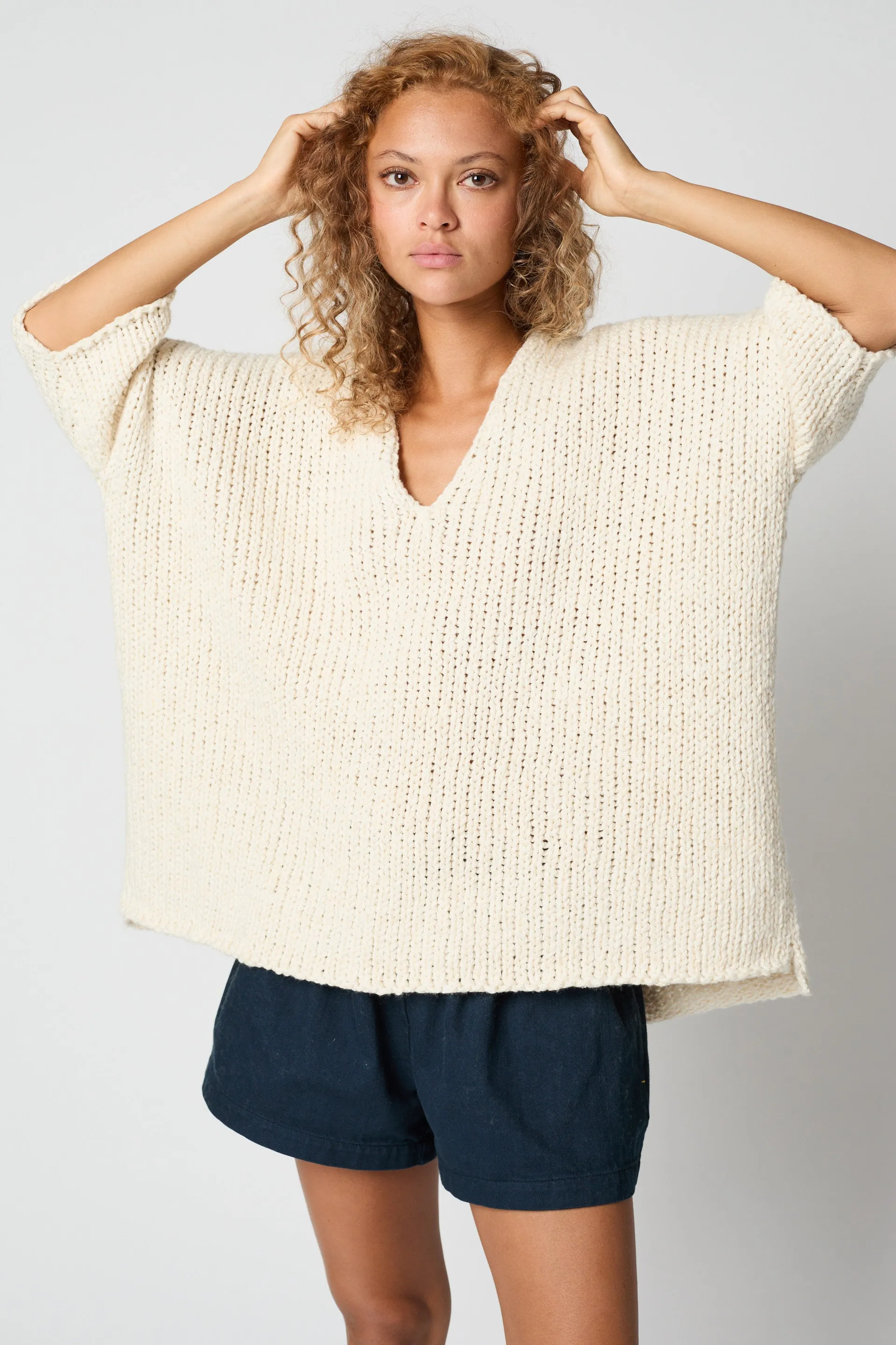 Laguna Sweater in Loose Texture Cotton, Lake Blue sold by Atelier Delphine product image thumbnail 5