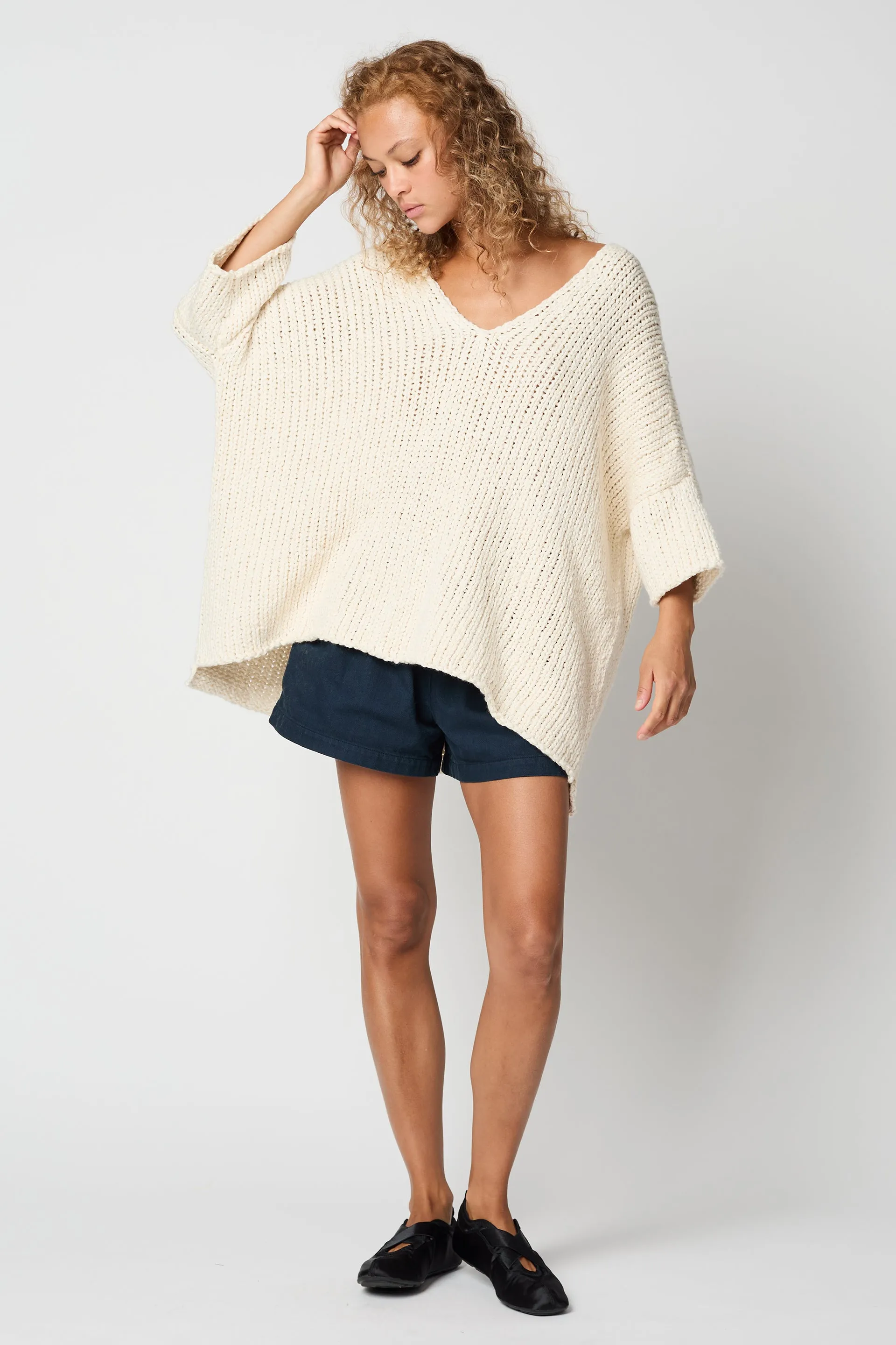 Laguna Sweater in Loose Texture Cotton, Lake Blue sold by Atelier Delphine product image thumbnail 4