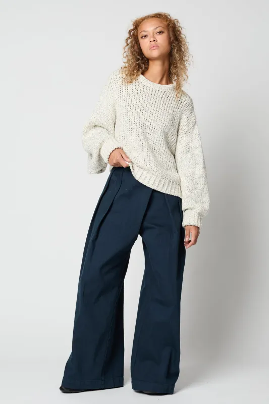 Balloon Sleeve Sweater in Loose Texture Cotton made by Atelier Delphine