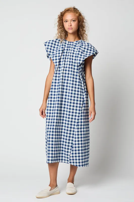 Cacie Dress in Raw Silk Gingham Check sold by Atelier Delphine