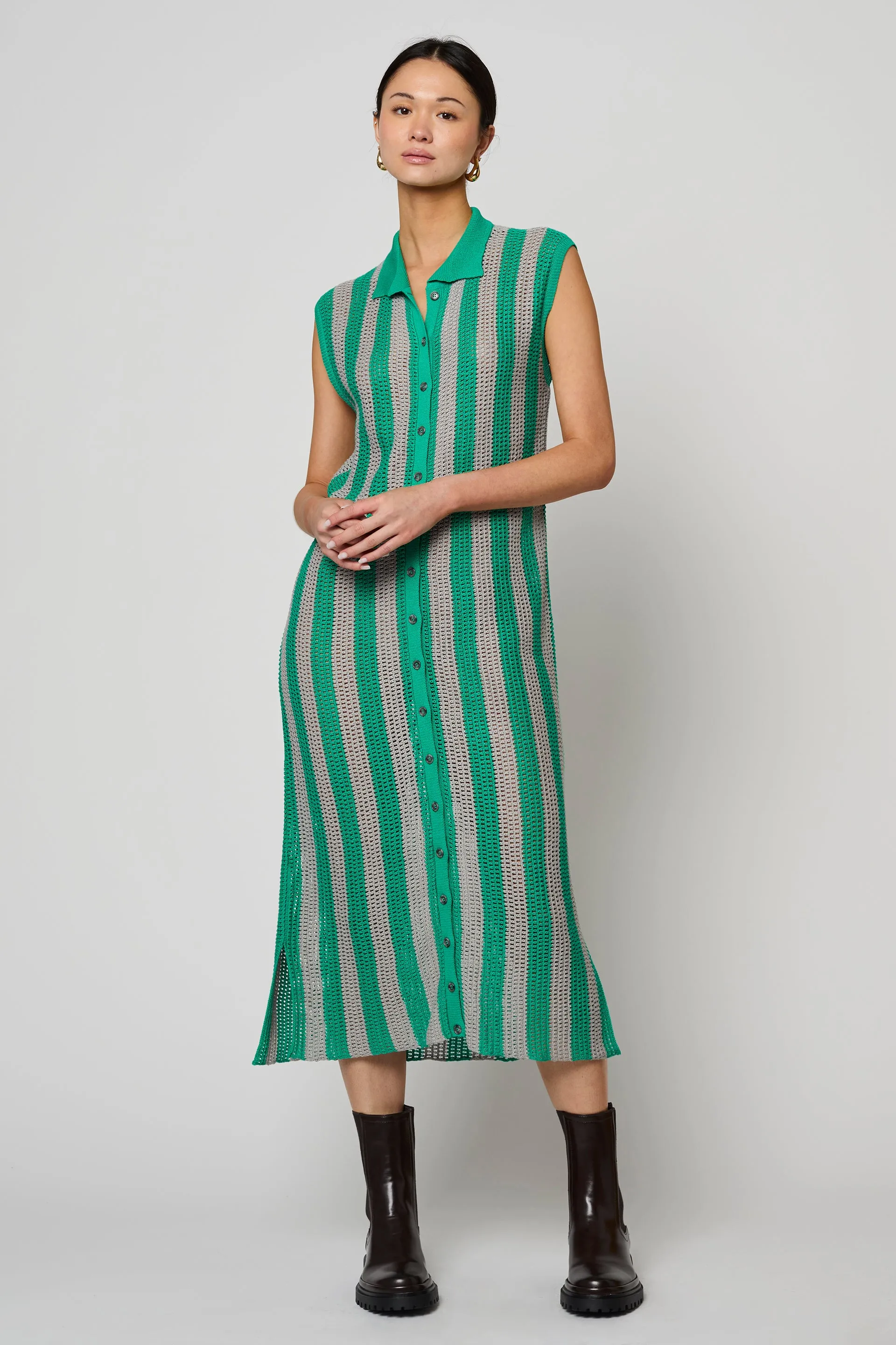 Knit Shirt Dress in Viscose Cotton Blend sold by Atelier Delphine product image thumbnail 2