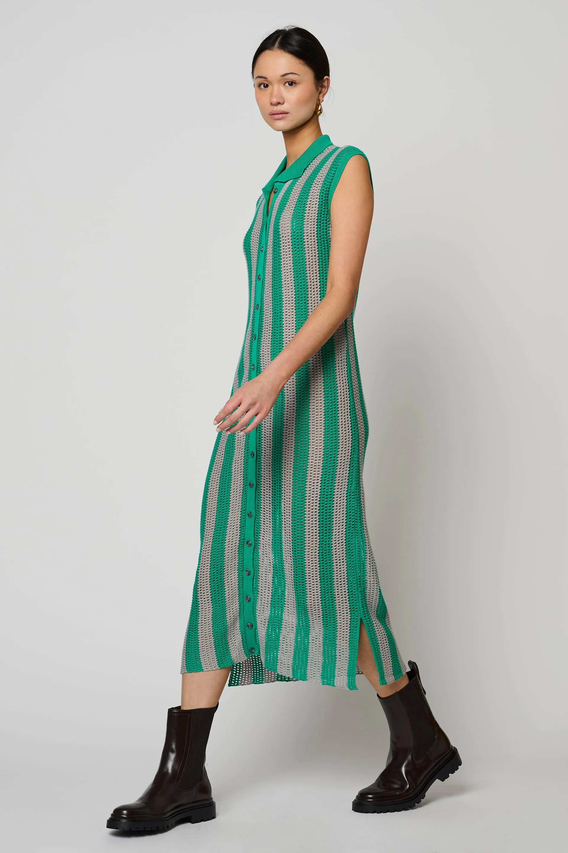 Knit Shirt Dress in Viscose Cotton Blend sold by Atelier Delphine product image thumbnail 3