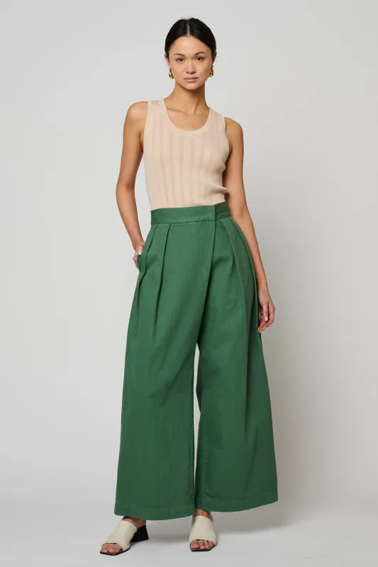 Parisa Pant in Twill Army Green made by Atelier Delphine