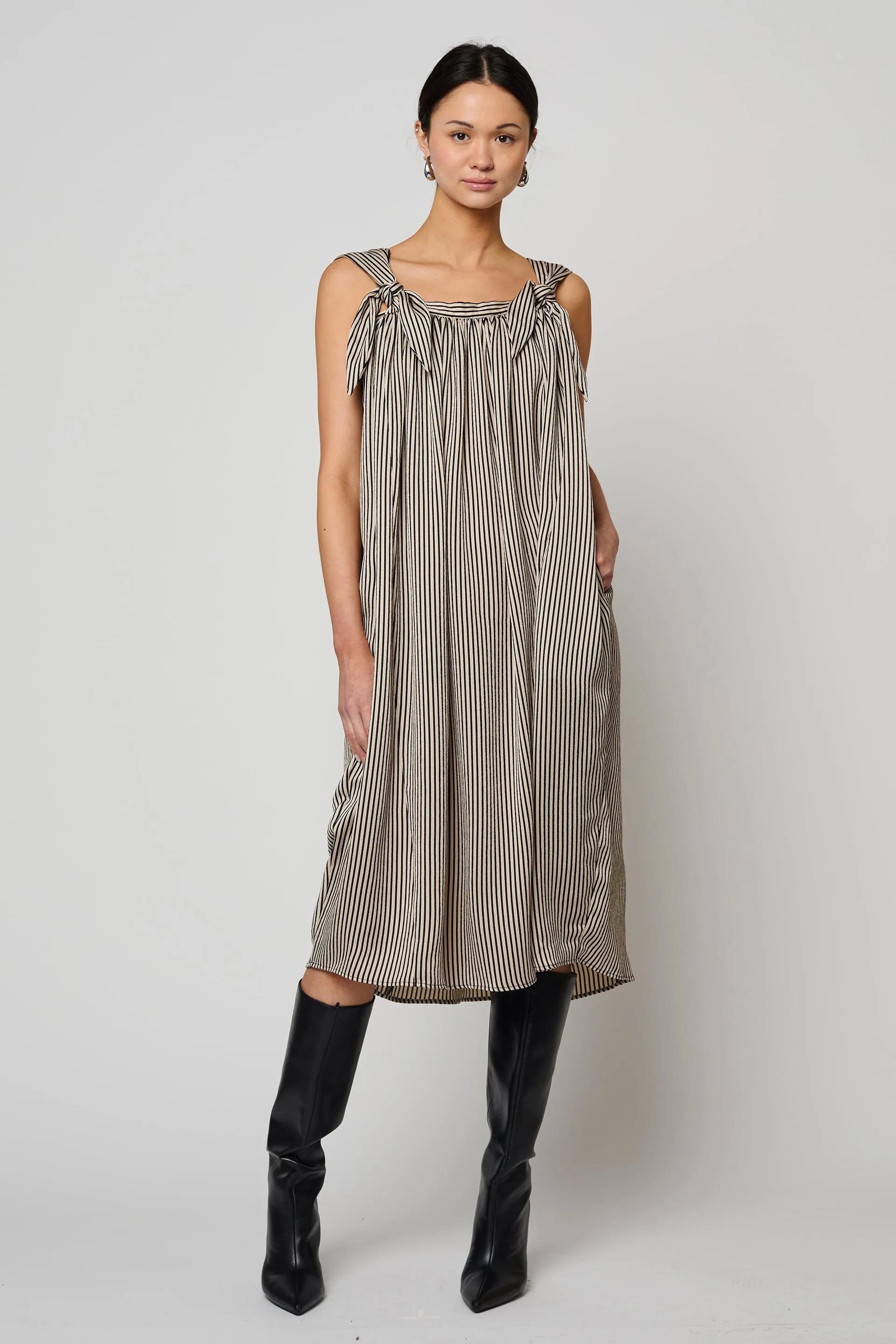 Adraste Hammered Satin Stripe Dress sold by Atelier Delphine