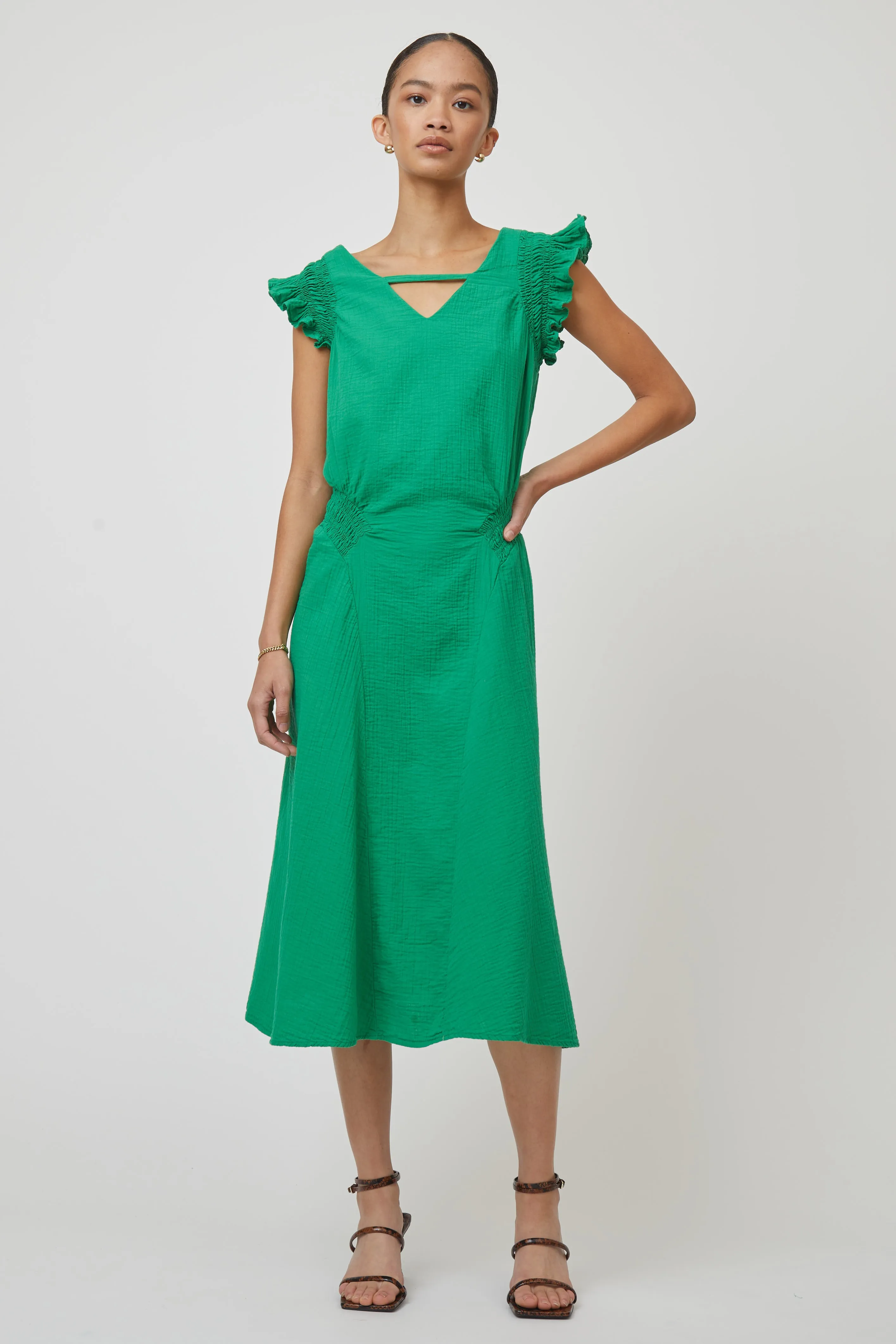 Juni Dress in Crinkled Cotton sold by Atelier Delphine