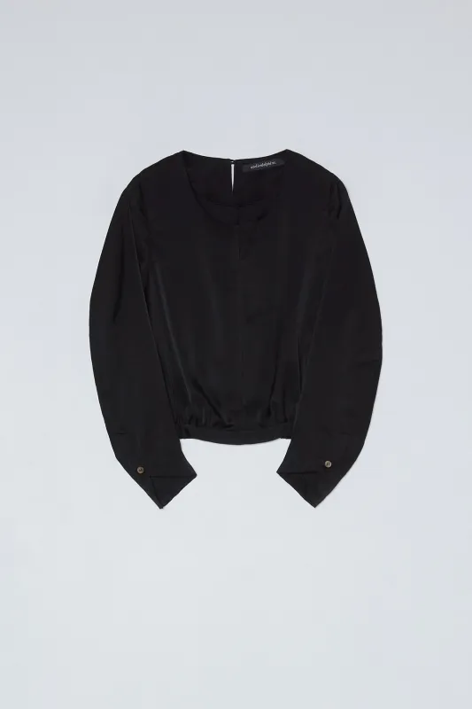 Brigitte Blouse Black Satin made by Atelier Delphine