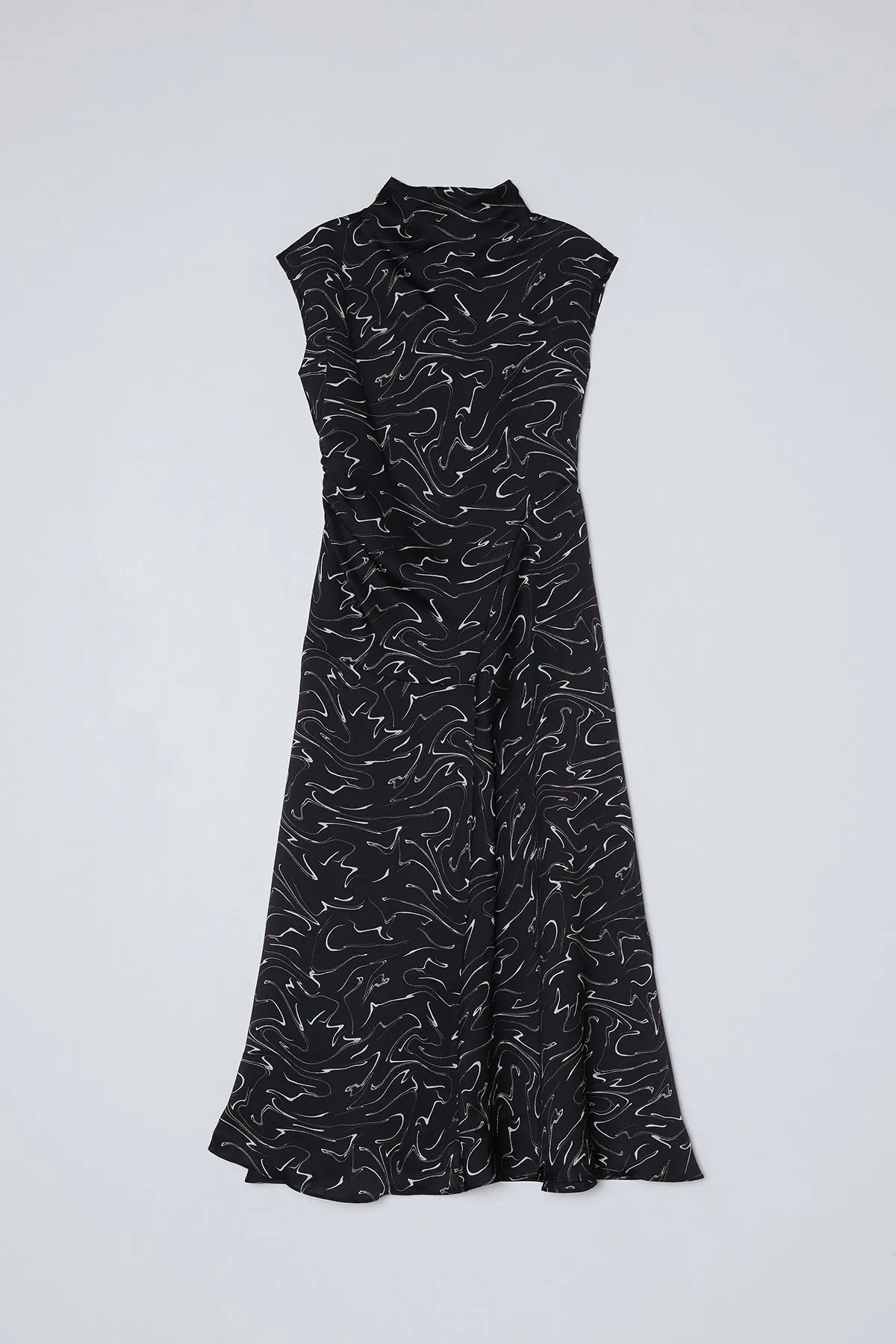 Twisted Hammered Satin Dress with Black Smearing Print sold by Atelier Delphine product image thumbnail 3