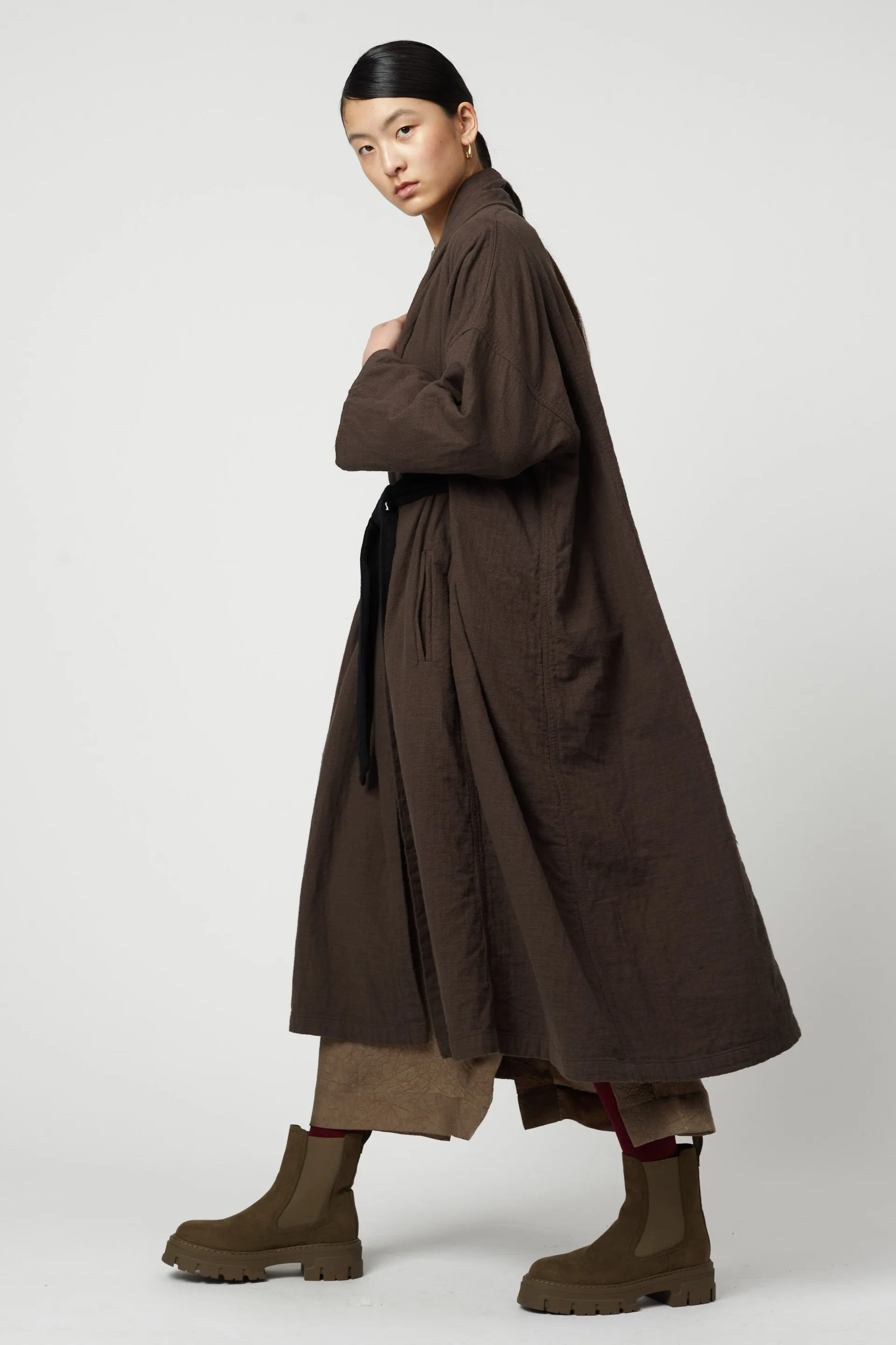 Belted Long Haori Coat in Double Layer Gauze sold by Atelier Delphine product image thumbnail 4