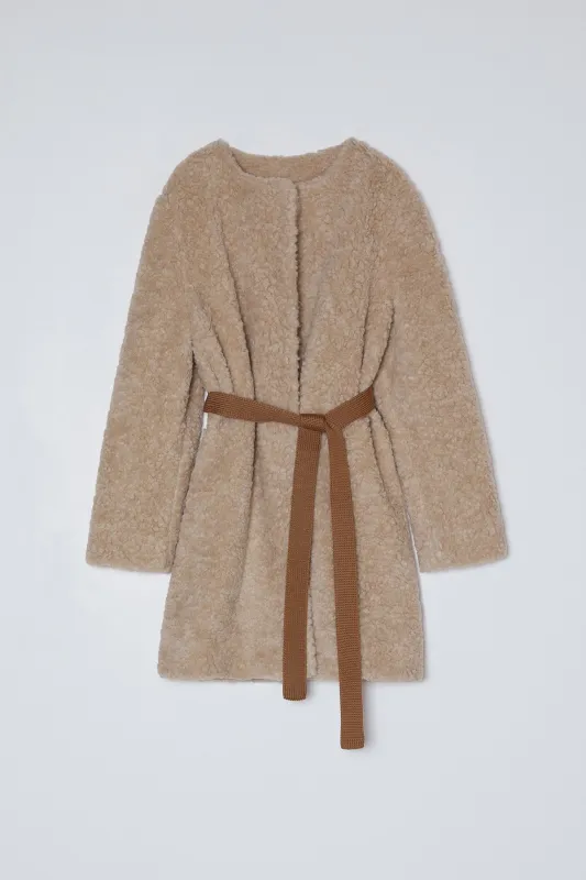 Fur Free Fur Coat with Alpaca Belt sold by Atelier Delphine