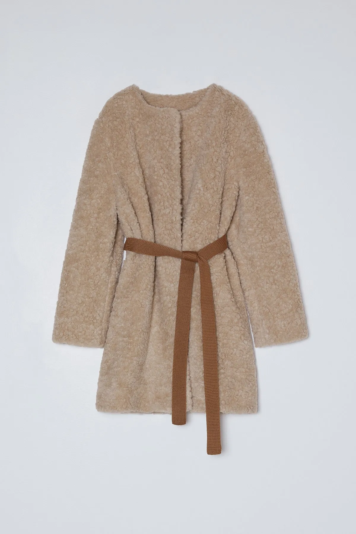 Fur Free Fur Coat with Alpaca Belt sold by Atelier Delphine