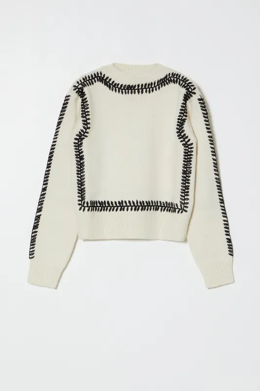 SLOUCHY SWEATER W/ HAND EMBROIDERY made by Atelier Delphine