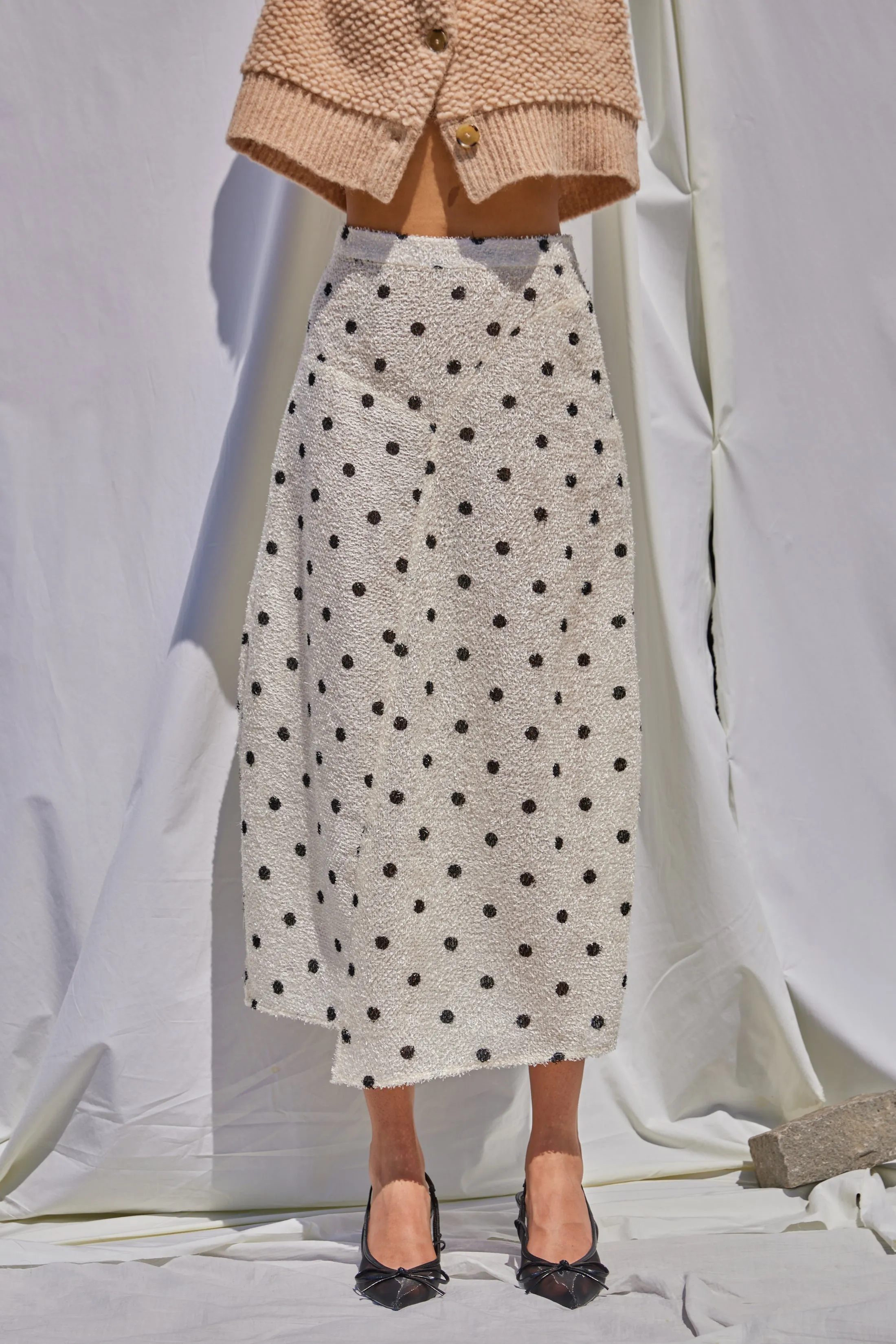 Mila Skirt in Sheer Fuzzy Polkadots sold by Atelier Delphine product image thumbnail 3