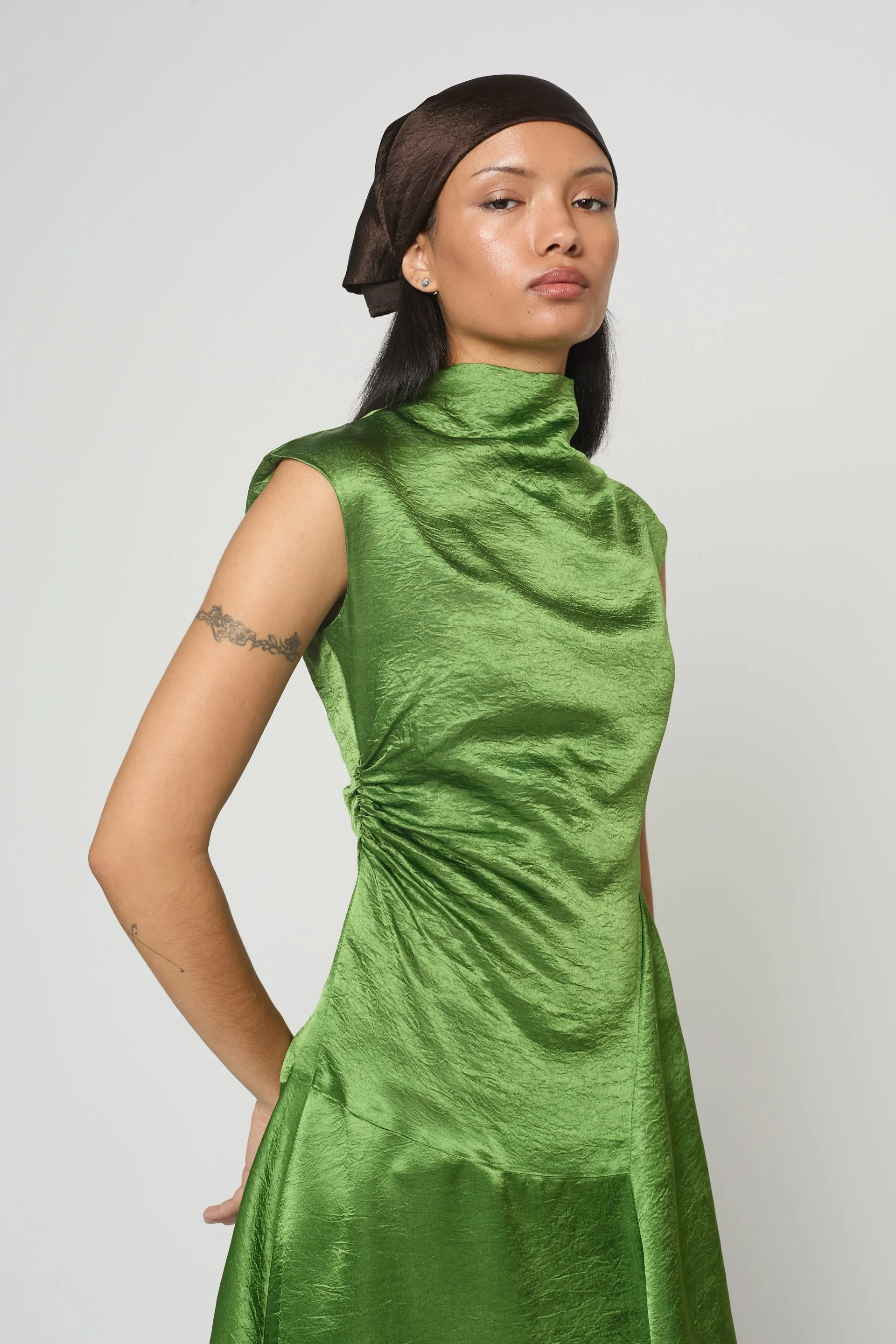 Twisted Dress in Crinkled Satin sold by Atelier Delphine product image thumbnail 5