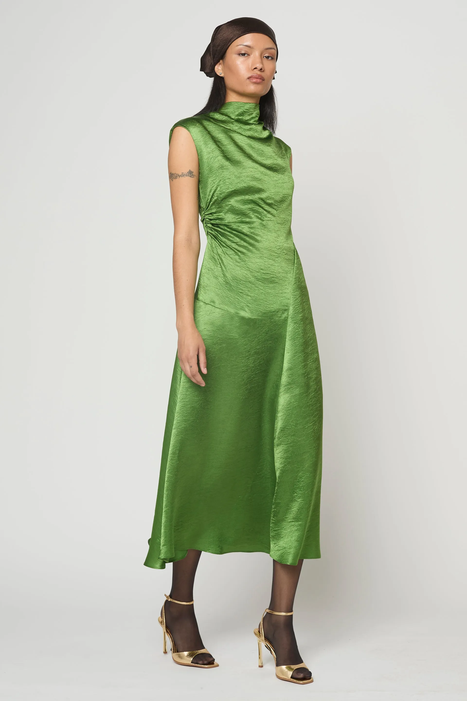 Twisted Dress in Crinkled Satin sold by Atelier Delphine product image thumbnail 3