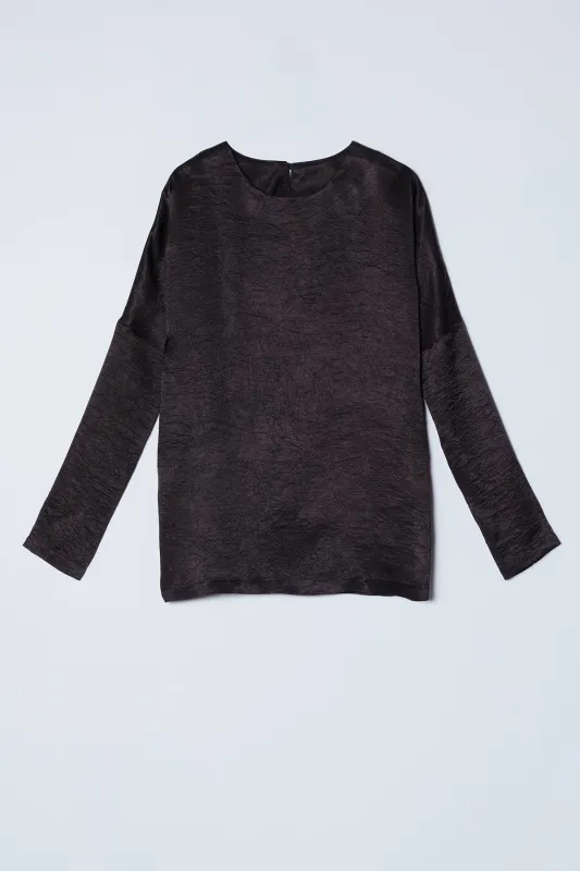 Long Sleeve Top in Crinkled Satin sold by Atelier Delphine